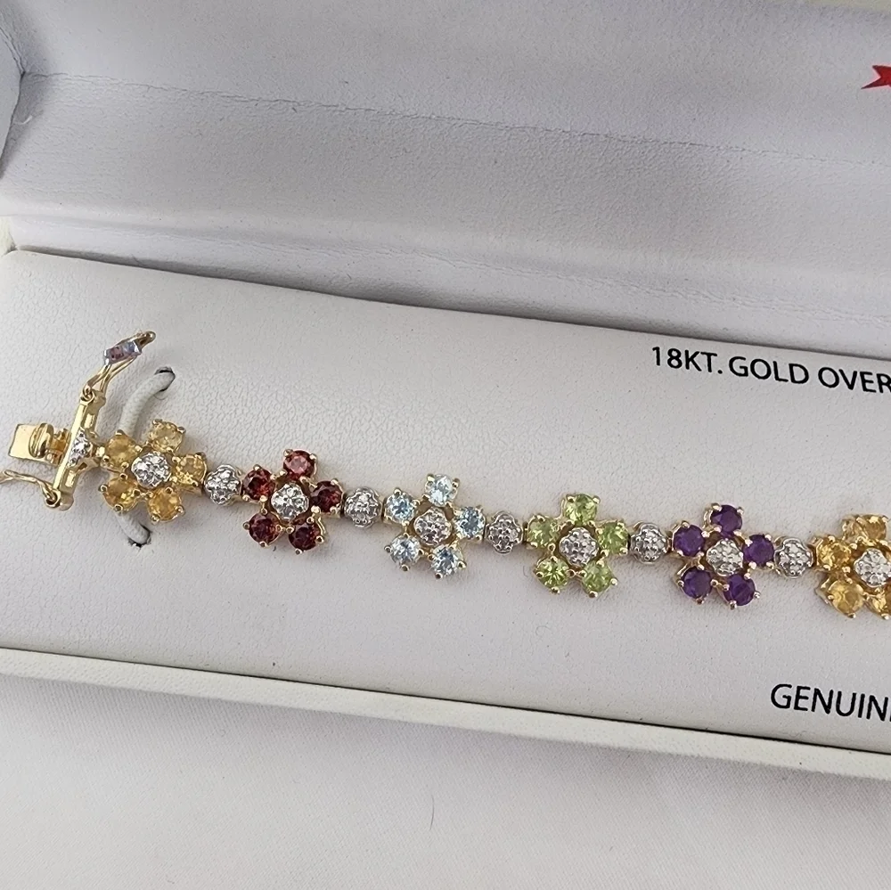 NIB 18kt Gold Over Sterling Silver Semi Precious Stone Braclet